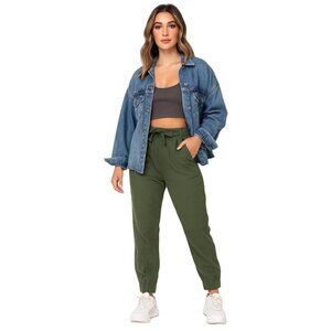 Tgla Army Green Jogger Pant with Tie | Size: Medium